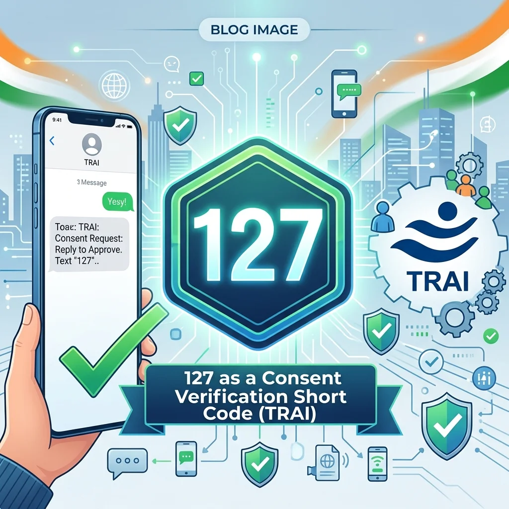 127 consent verification short code under TRAI, with SMS consent messages, telecom verification, and digital consent management