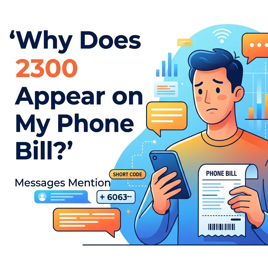 Why 2300 appears on your phone bill, with SMS charges, short code messages, and mobile billing details