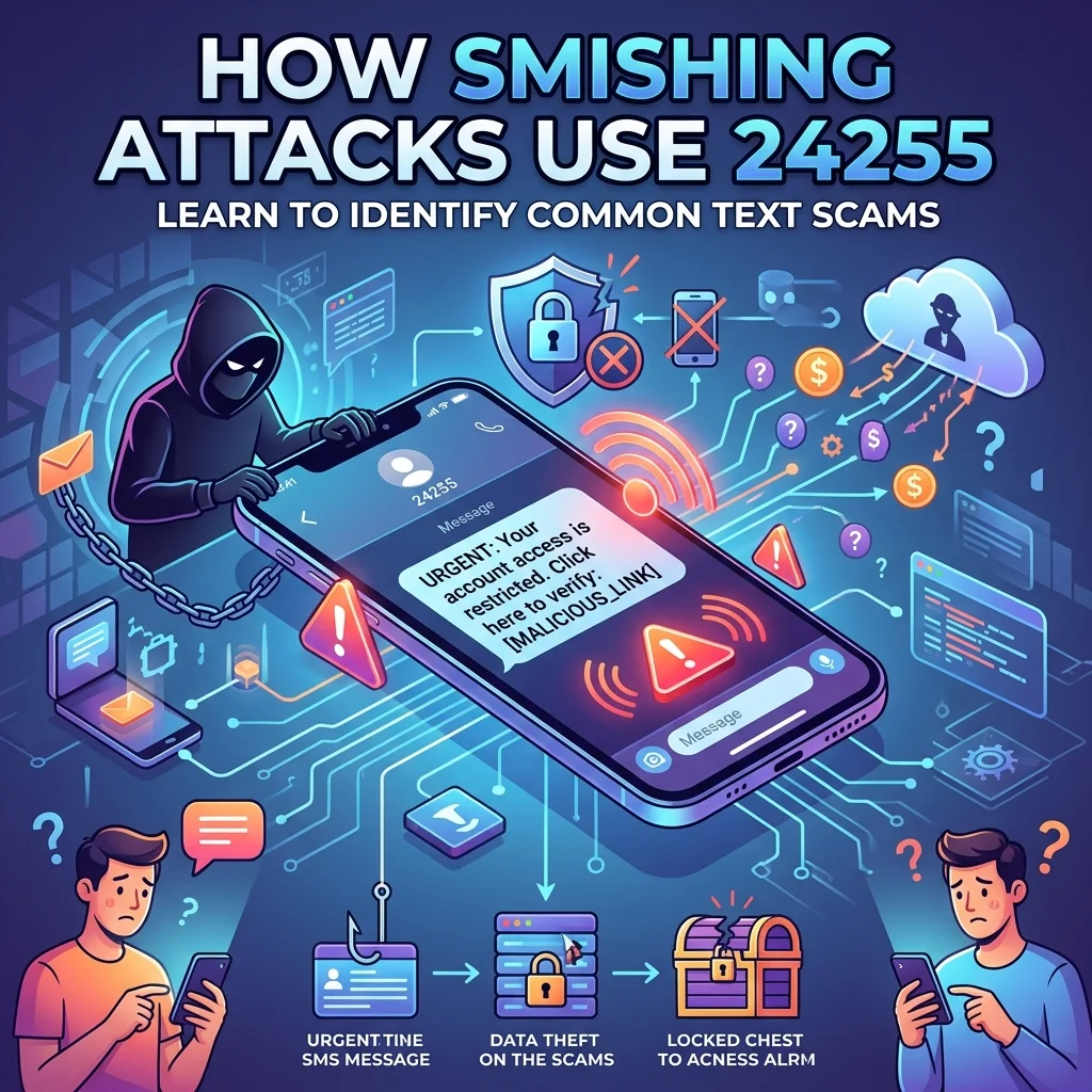 How smishing attacks use 24255, including fake Affirm texts, phishing links, verification scams, and attempts to steal personal information