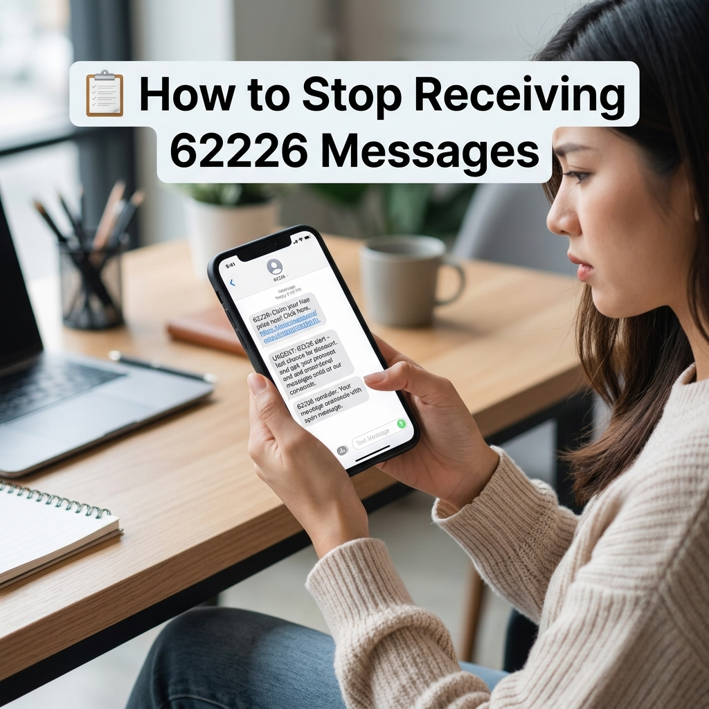How to stop receiving 62226 messages, including SMS opt-out instructions, blocking unwanted texts, spam reporting, and message safety
