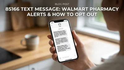 85166 text message meaning, Walmart Pharmacy alerts, prescription notifications, refill reminders, and opt-out information for 2026