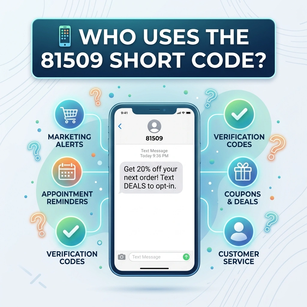 Who uses the 81509 short code, including Walmart benefits messages, health and welfare updates, 401(k), and employee alerts