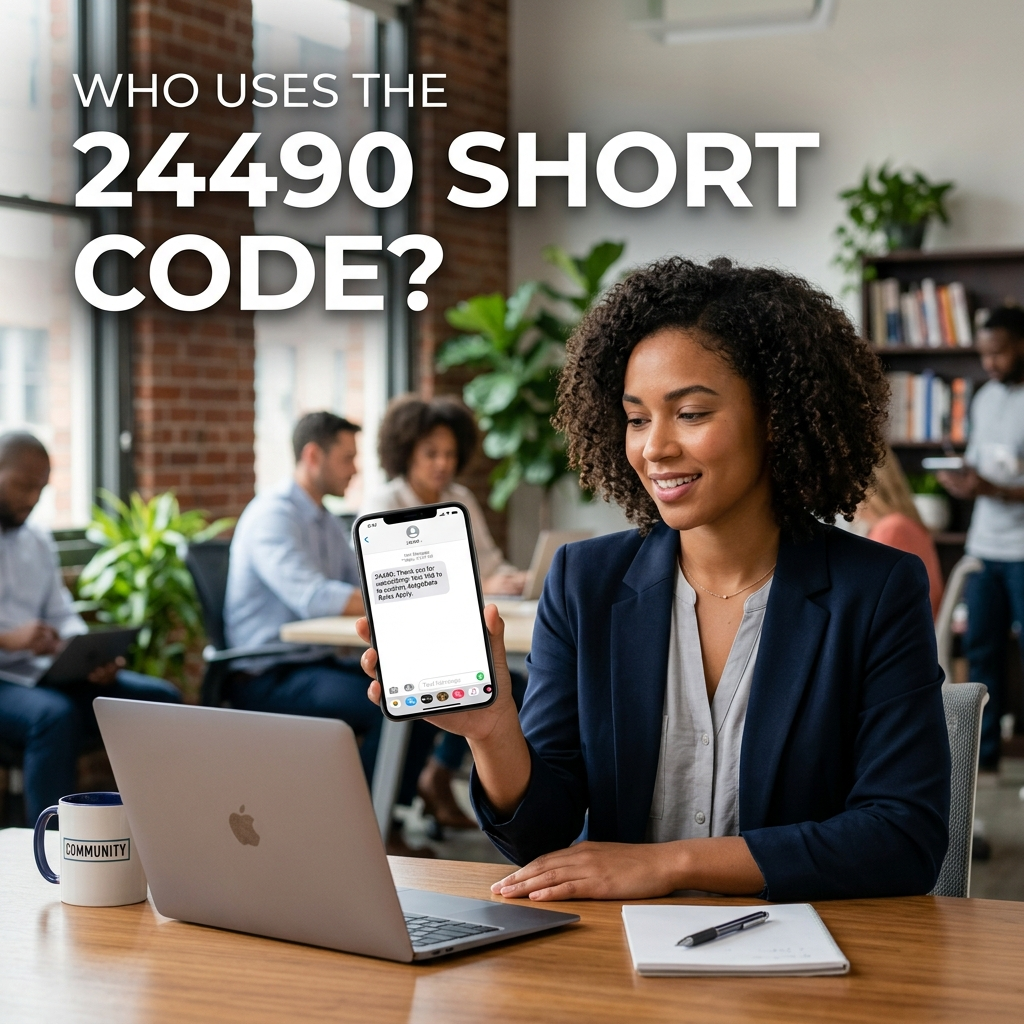 Who uses the 24490 short code, including possible SMS alerts, service notifications, verification messages, and mobile messaging